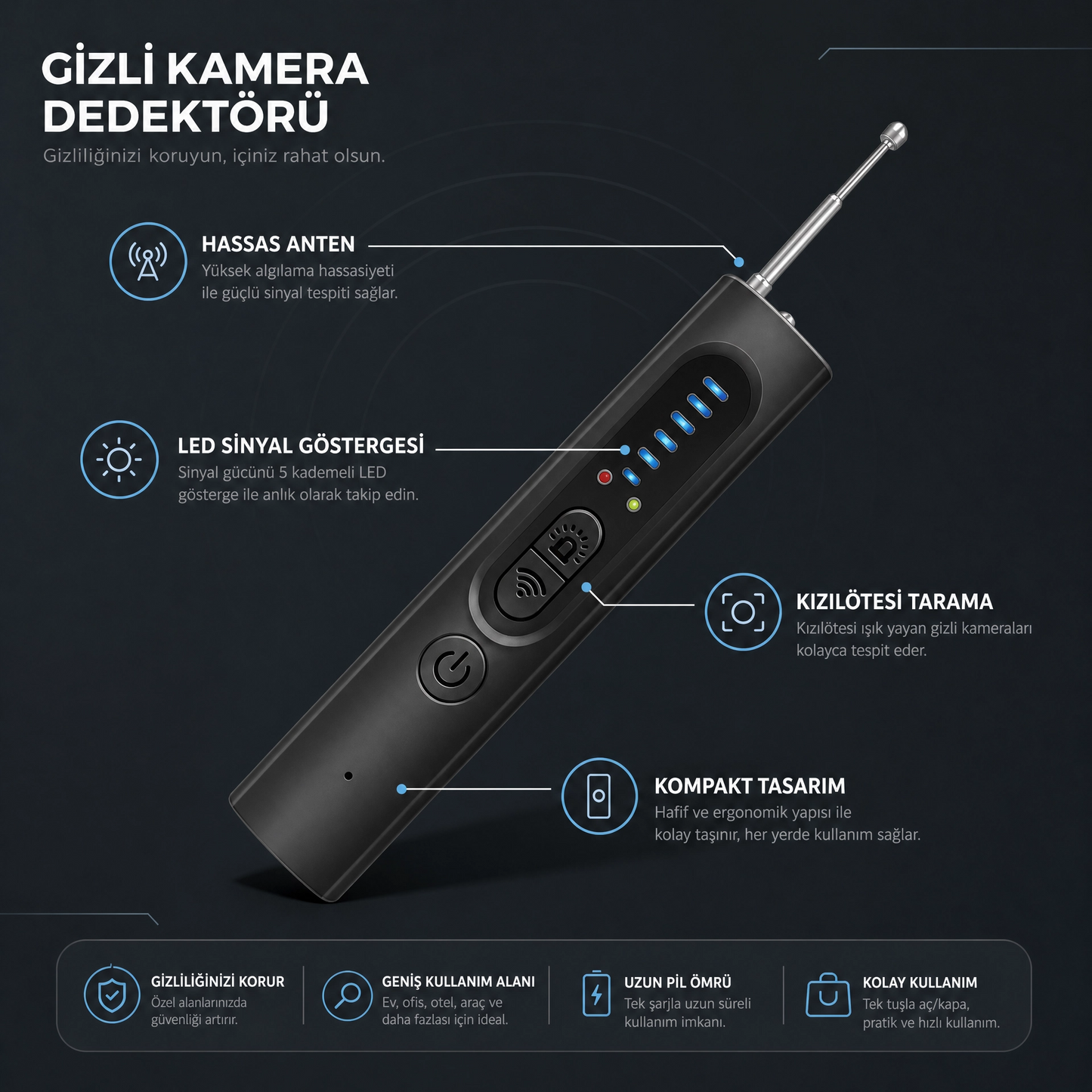 MahremKoru®  gizli kamera ve takip cihazı dedektörü